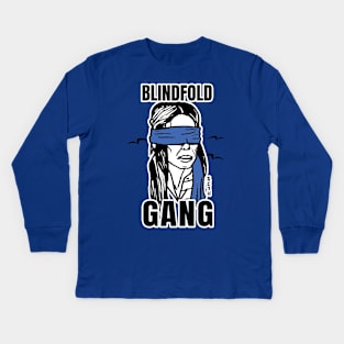 "Blindfold Gang" Funny Blindfold Meme Art with Bird Silhouette Kids Long Sleeve T-Shirt